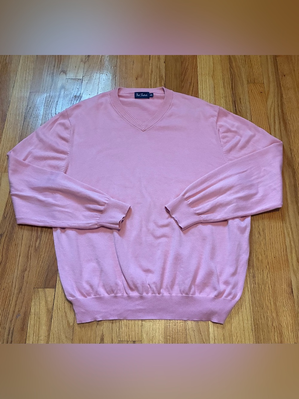 Paul Fredrick Pink V-Neck Pima Cotton Pullover Sweater Long Sleeve Men’s XXL